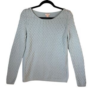 J. Crew Sweater S Womens Cable Knit Pullover 100% Cotton Long Sleeve Light Green